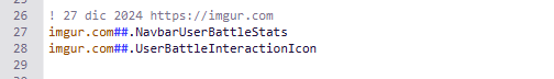 A screenshot of an imgur.com webpage's developer console showing CSS selectors for user battle stats and interaction icons…