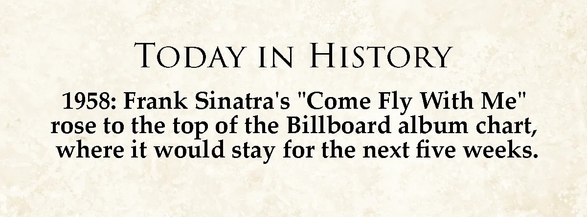 The image displays a beige, textured background with black serif text. The top line reads 'TODAY IN HISTORY'. Below, it…