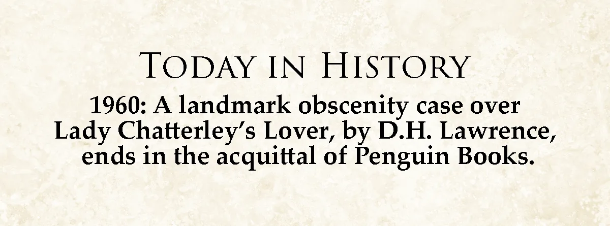 The image displays a beige, textured background with black serif text. The top line reads 'TODAY IN HISTORY'. Below it, the…