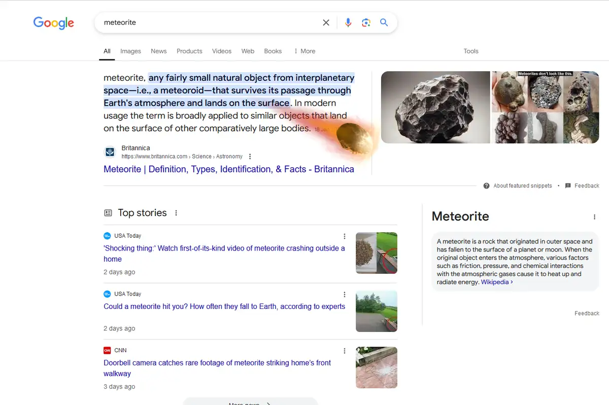 Surprise Animation Alert: Check Out Google’s Meteorite Feature!