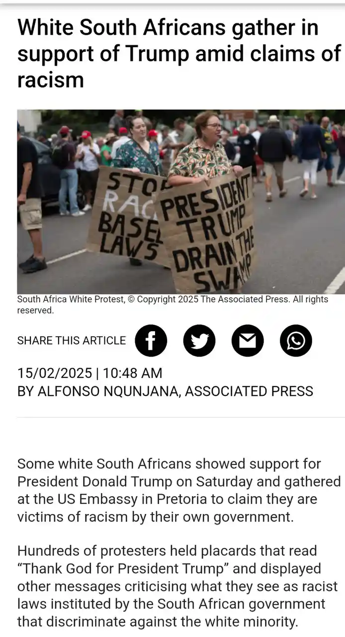 A screenshot of a news article shows a protest with people holding signs that read 'STOP RACIST BASEL LAWS' and 'PRESIDENT…