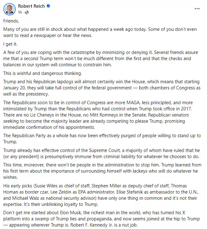 Insights from Robert Reich This Morning