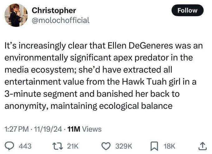 A screenshot of a tweet from Christopher (@molochofficial) with a profile picture of a man in a suit. The tweet text…