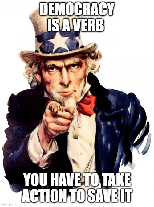 The image features Uncle Sam, a stylized American icon with a star-spangled top hat, pointing directly at the viewer…