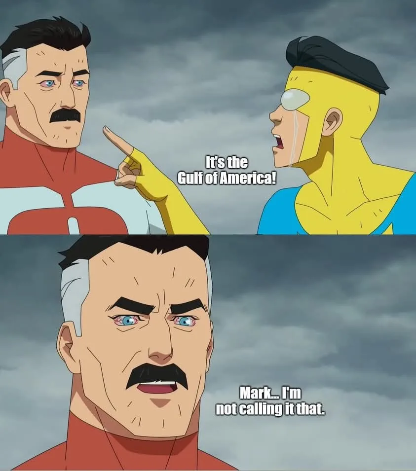 Two animated characters are shown in a split-panel image. In the top panel, a man with a mustache and red-and-white costume…