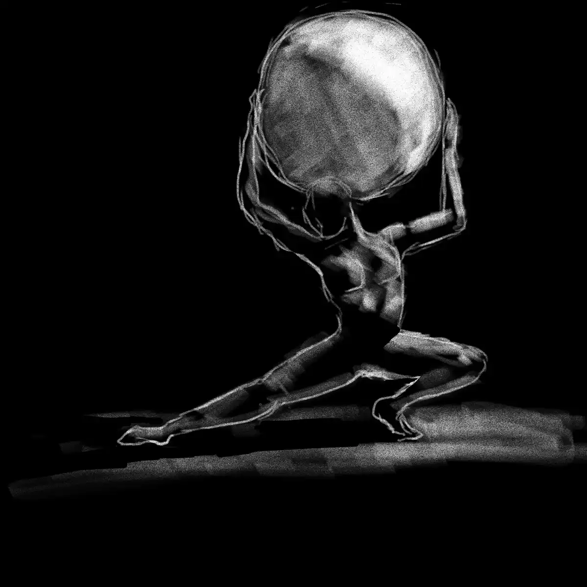 Artistic pose study in progress.