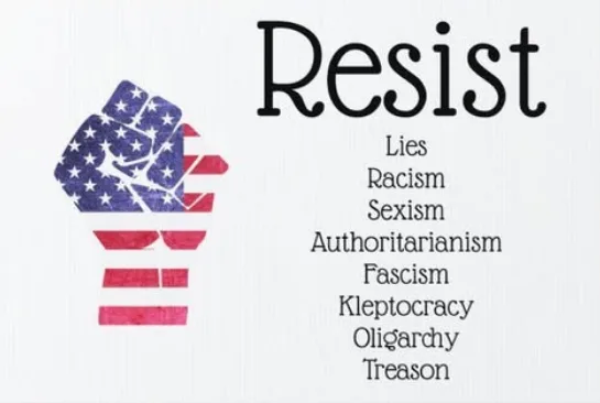 A graphic shows a clenched fist painted with the American flag's stars and stripes, positioned to the left. To the right…