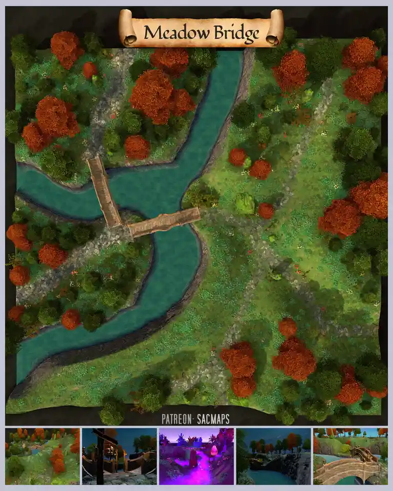Explore Meadow Bridge: Free DnD and TTRPG Maps Await!