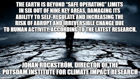 A person walks away from the camera across a cracked, dry earth under a dark, stormy sky. Overlaid text quotes Johan…