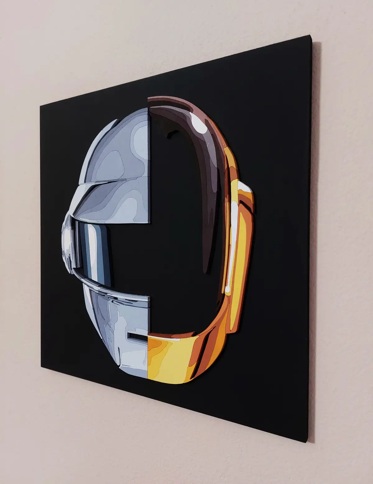 I Crafted a Stunning Wooden Wall Art Inspired by Daft Punk's Random Access Memories Album Cover