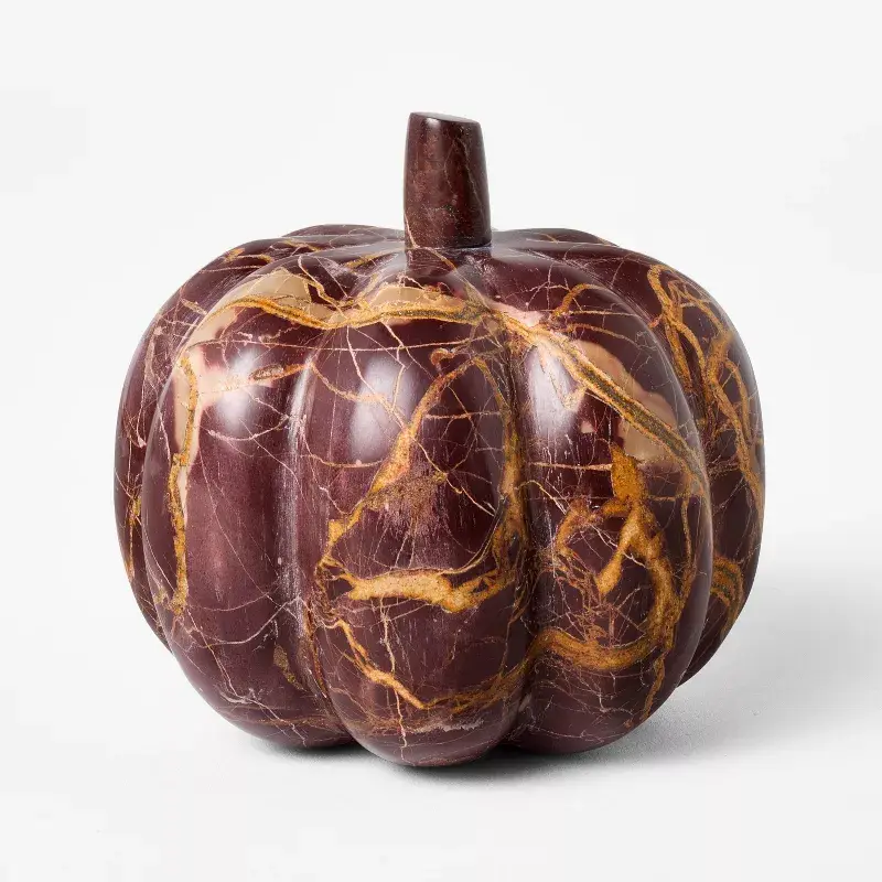 Charming Small Red Marble Pumpkin: A Studio McGee Creation