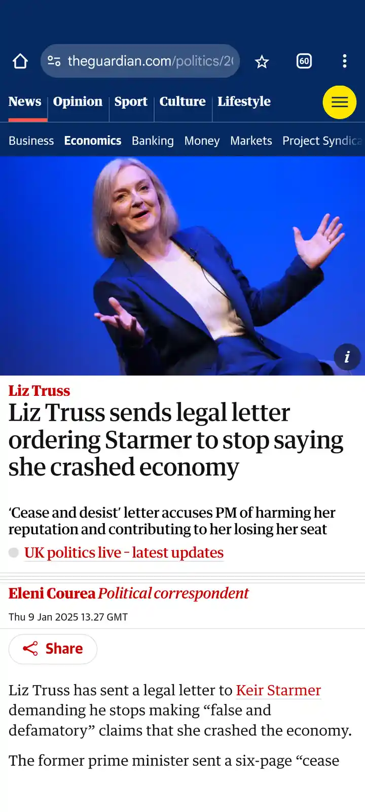 Liz Truss insists: 'Stop blaming me for wrecking the economy!'
