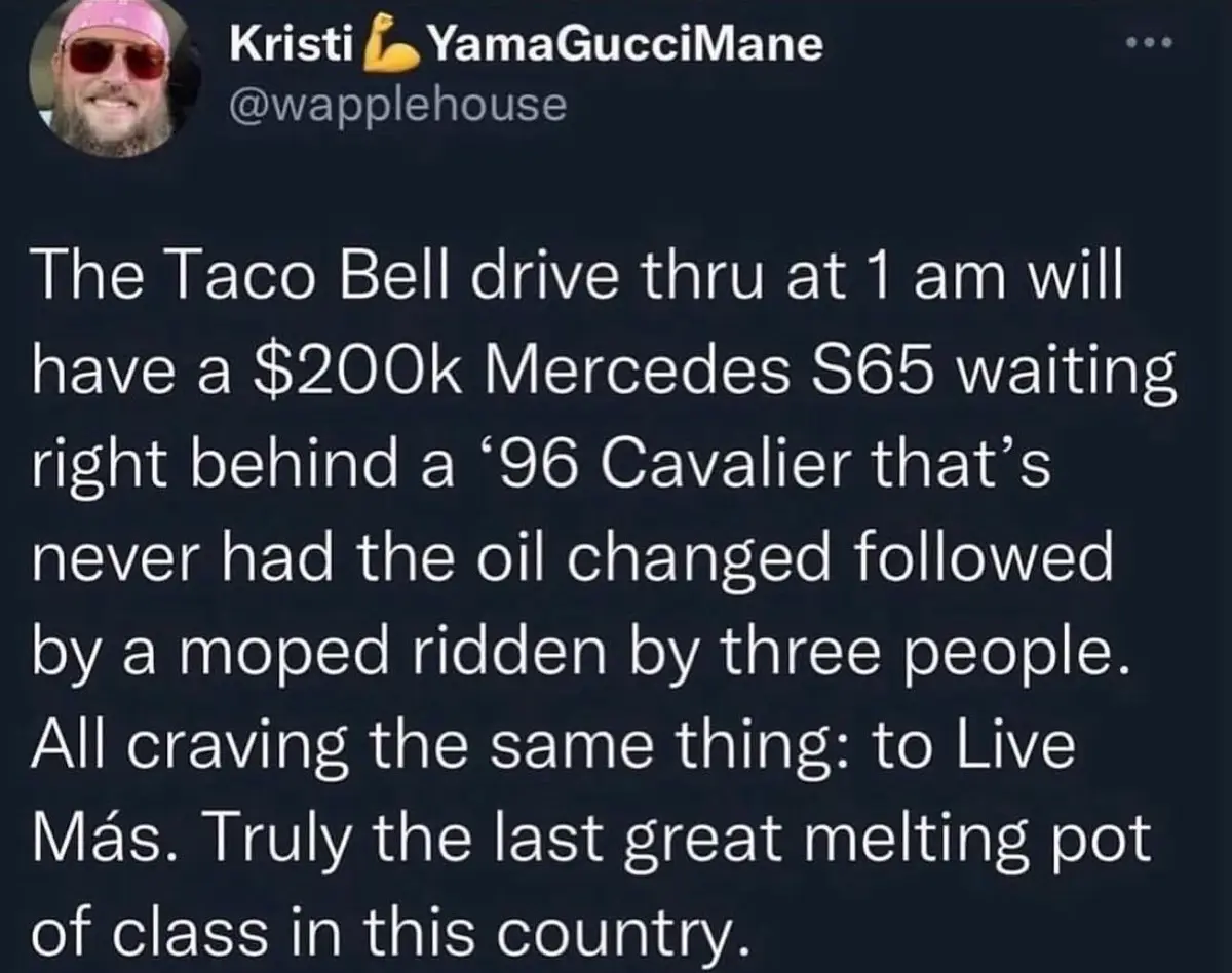A screenshot of a tweet by Kristi YamaGucciMane (@wapplehouse) showing a dark background with white text. The text…