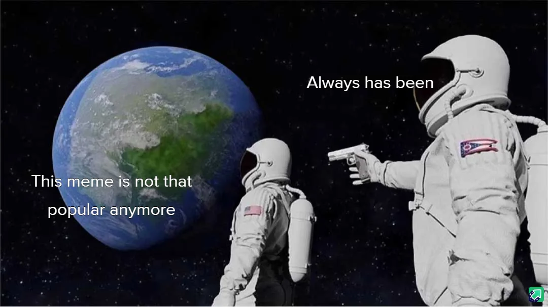 Two astronauts in space, one pointing a handgun at the other, with Earth visible in the background. Text overlaid on the…