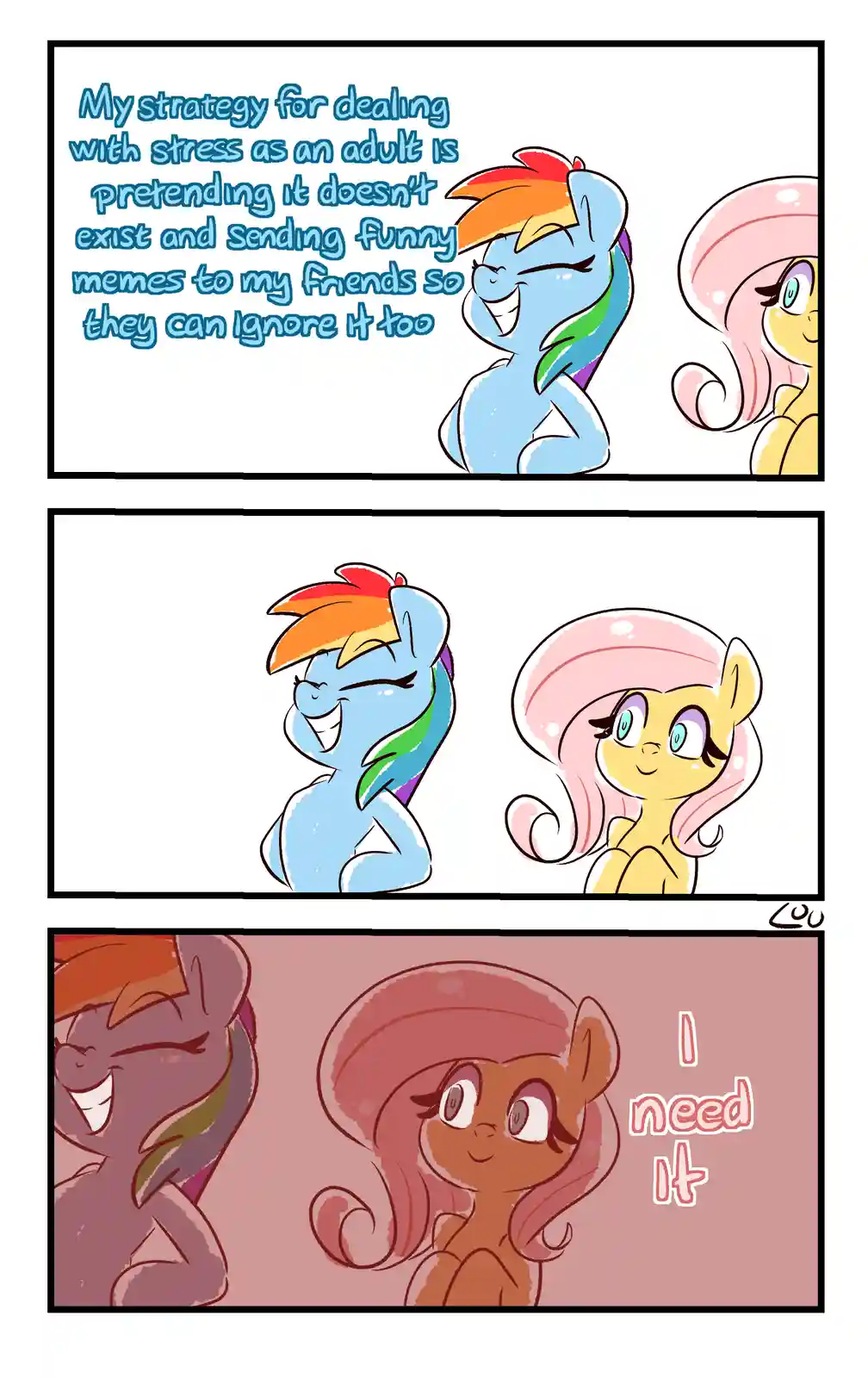 Aw, those technicolor horses are crafting humor-filled glass scaffolds to hold up their emotional baggage—how cool is that?