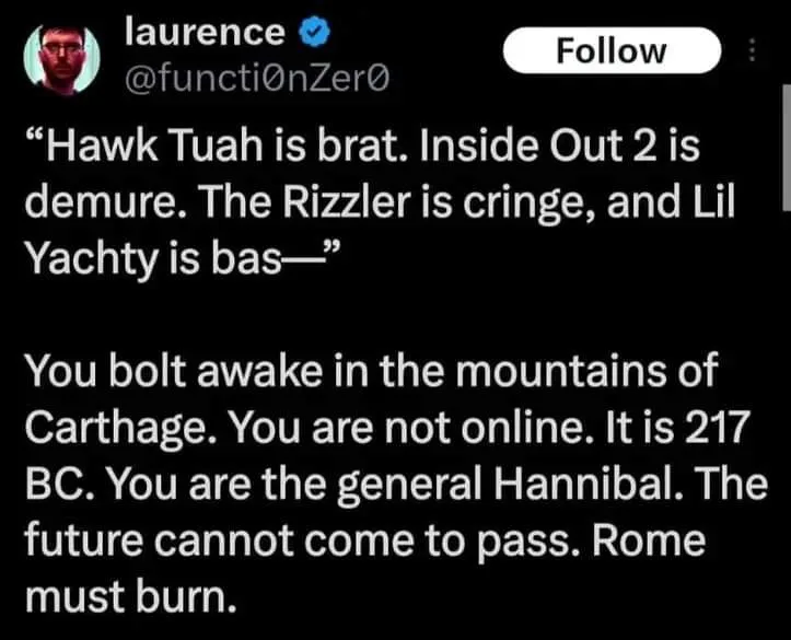 A screenshot of a tweet by Laurence (@functi0nZer0) shows a list of negative opinions about pop culture figures, followed by…