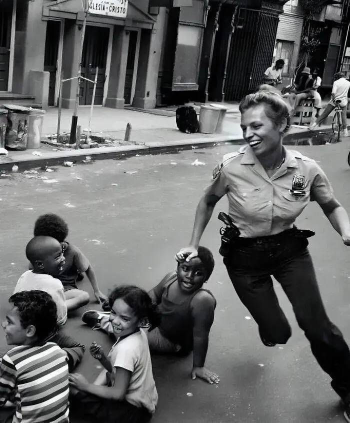 A Nostalgic Moment: NYPD Officer Playing Duck Duck Goose with Kids in 1970