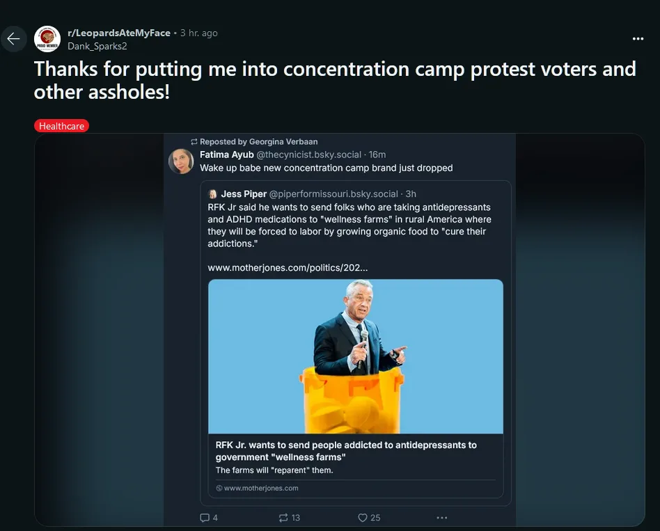 The image shows a screenshot of a social media post that includes a photo of Robert F. Kennedy Jr. standing inside a large…
