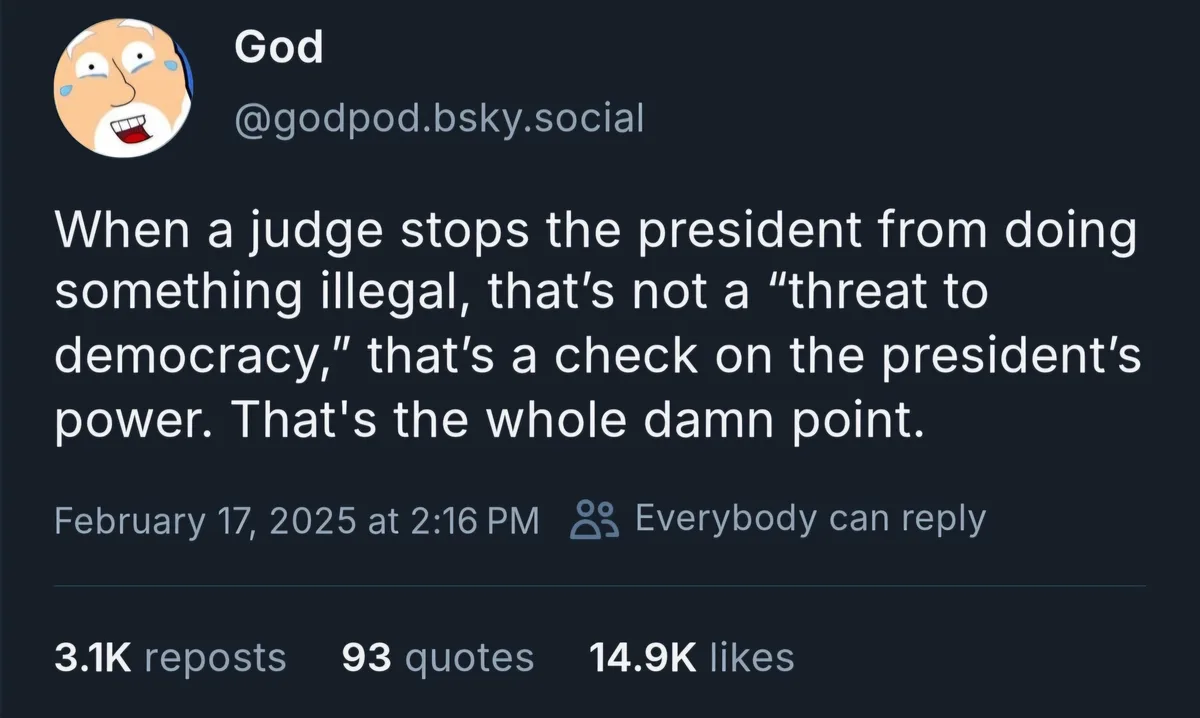 A screenshot of a social media post from a user named 'God' with a cartoon avatar of a crying man. The post's text argues…
