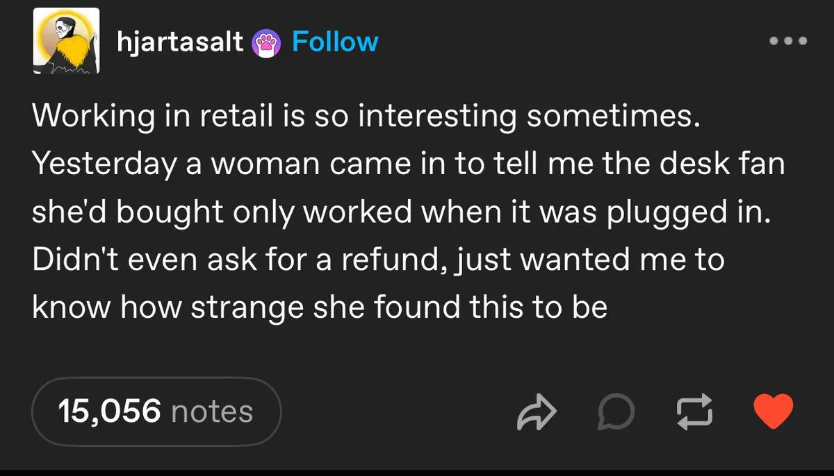 A screenshot of a social media post with white text on a dark background, showing a user named hjartasalt sharing a story…