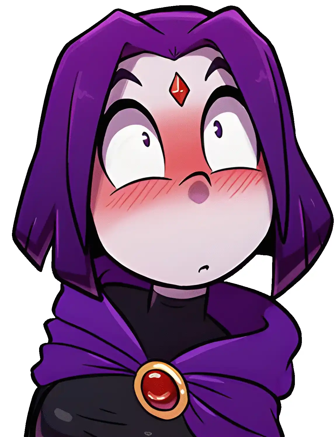 Six panels show the animated character Raven from Teen Titans with progressively more exaggerated expressions of shock and…
