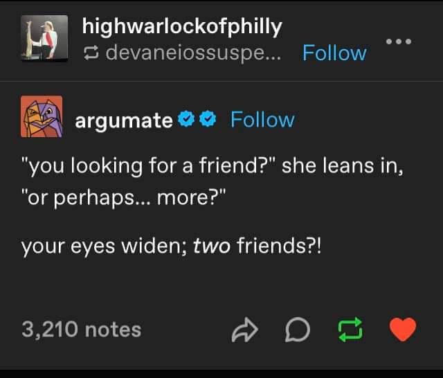 A screenshot of a Tumblr post showing a user named 'argumate' with a profile picture of two cartoon cats. The post's text…