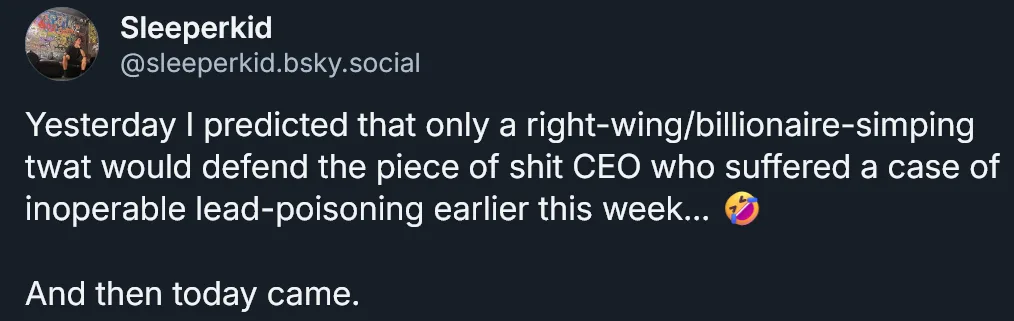 A screenshot of a social media post by 'Sleeperkid' on a dark background, featuring white text that reads: 'Yesterday I…