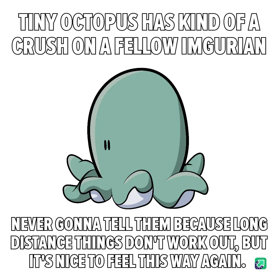 A cartoon illustration of a small, teal-colored octopus with a simple face and visible tentacles, centered on a plain white…