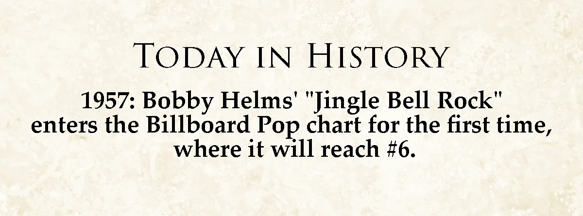 The image displays a beige, textured background with black serif text. The top line reads 'TODAY IN HISTORY'. Below it, the…