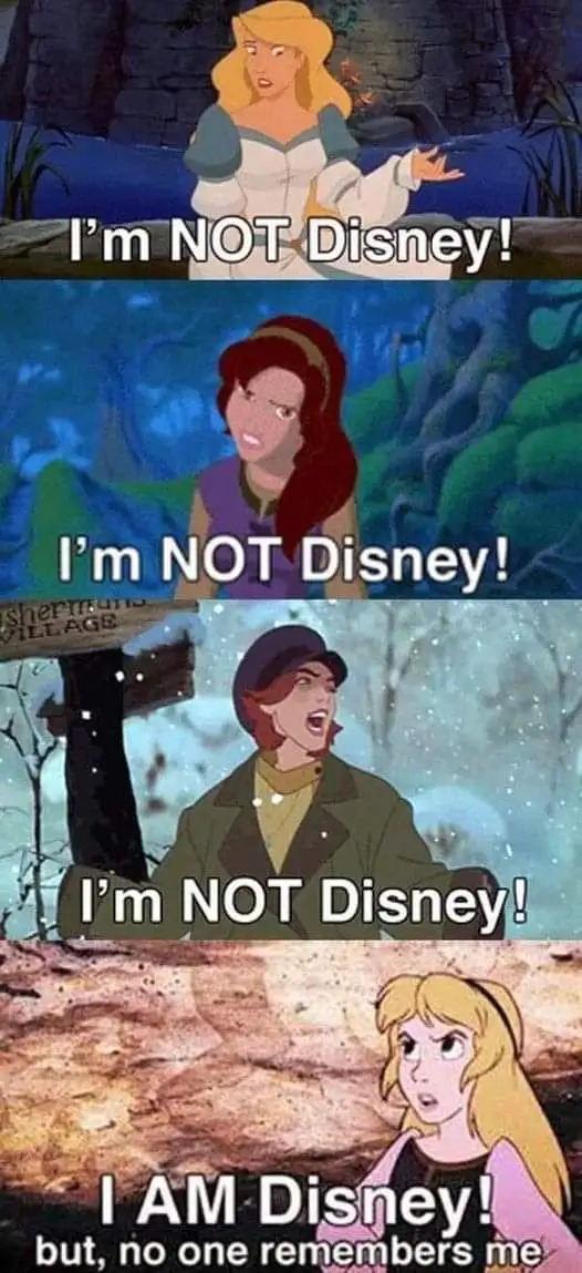 A four-panel meme featuring Disney princesses and characters from different animated films, each with the text 'I'm NOT…