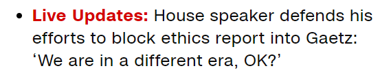 A screenshot of a news bullet point with red 'Live Updates' header. The text reads: 'House speaker defends his efforts to…