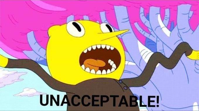 A yellow, round cartoon character with a long nose and wide eyes screams with an open mouth, surrounded by pink and blue…