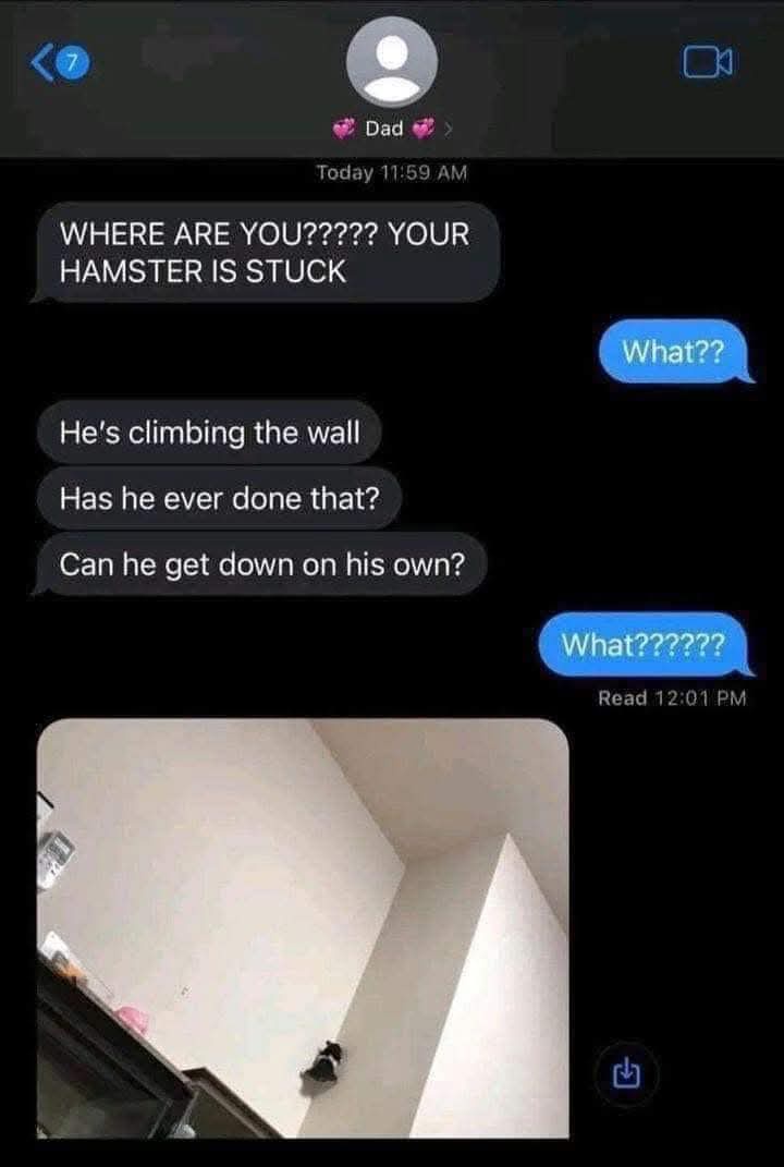 A screenshot of a text conversation between a user and 'Dad' shows the dad urgently asking where the user is because their…