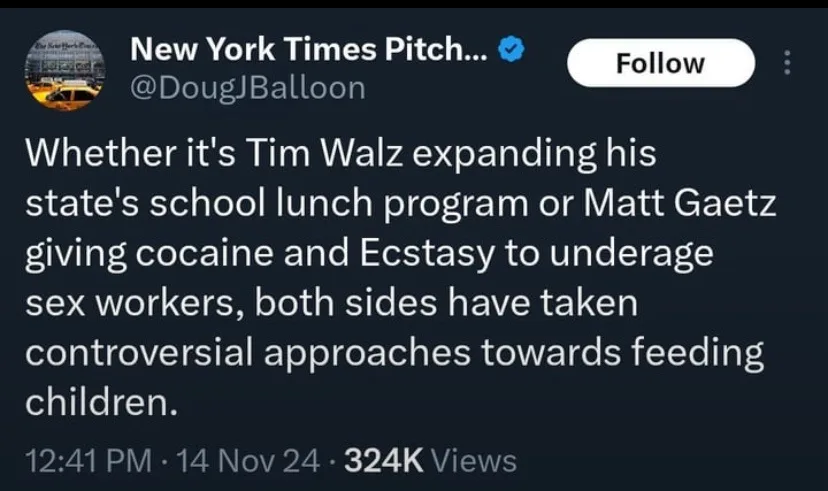 A screenshot of a tweet from 'New York Times Pitch...' with the handle @DougJBalloon. The tweet text reads: 'Whether it's…