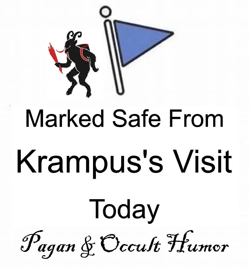 An image shows a black silhouette of a horned, furry creature holding a red whip, standing next to a blue triangular flag on…