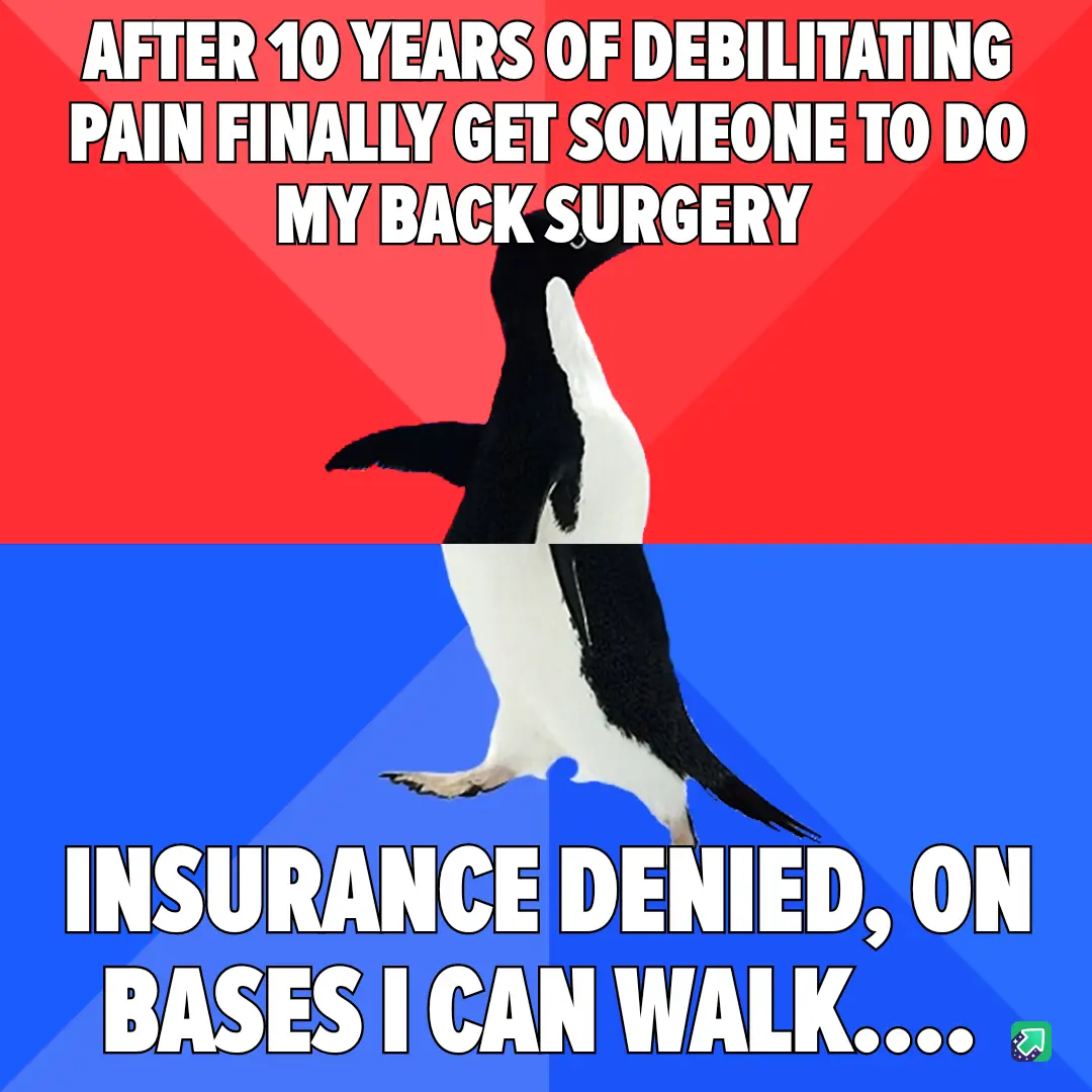 A penguin stands upright against a red and blue background, with bold white text at the top reading 'AFTER 10 YEARS OF…