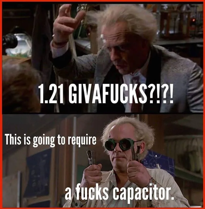 The meme features two panels from the movie 'Back to the Future'. In the top panel, Dr. Emmett 'Doc' Brown, with wild white…