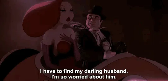 The image displays a sequence of six panels from an animated film, showing a woman with red hair and a man in a suit sitting…