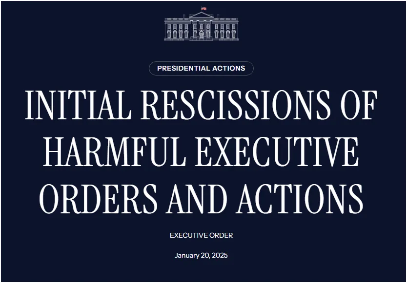 The image displays a dark blue official-looking document header featuring a white line drawing of the White House at the…