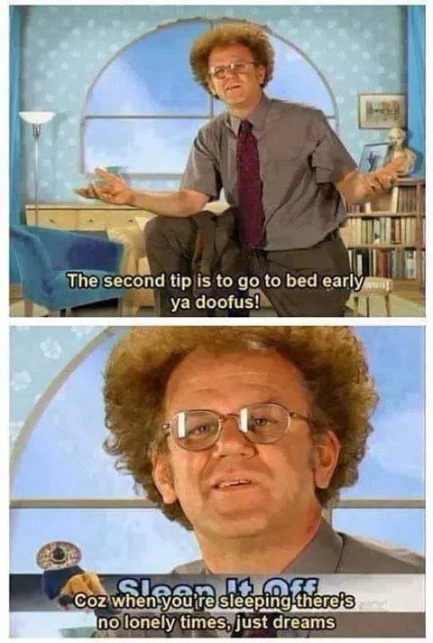 Two-panel image of a man with curly hair and glasses giving advice. In the top panel, he gestures while saying 'The second…