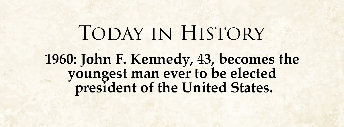 The image displays a beige, parchment-textured background with black serif text. The header reads 'TODAY IN HISTORY'…