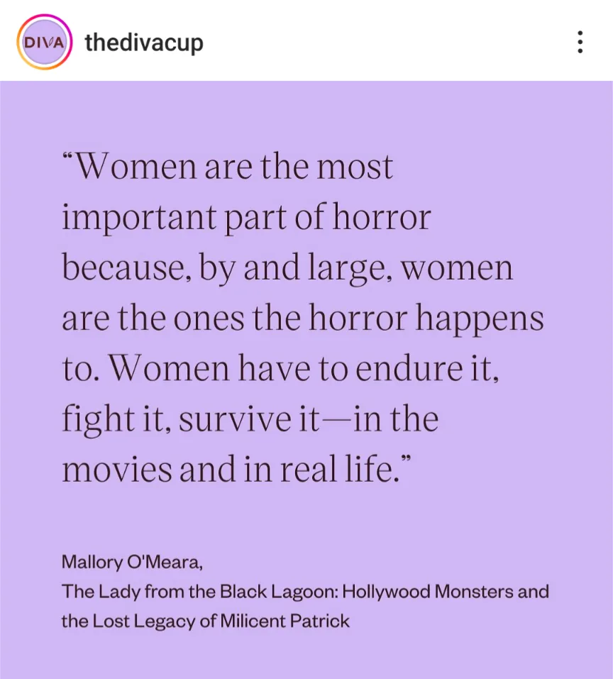 A purple background displays a quote in dark text attributed to Mallory O'Meara from 'The Lady from the Black Lagoon…