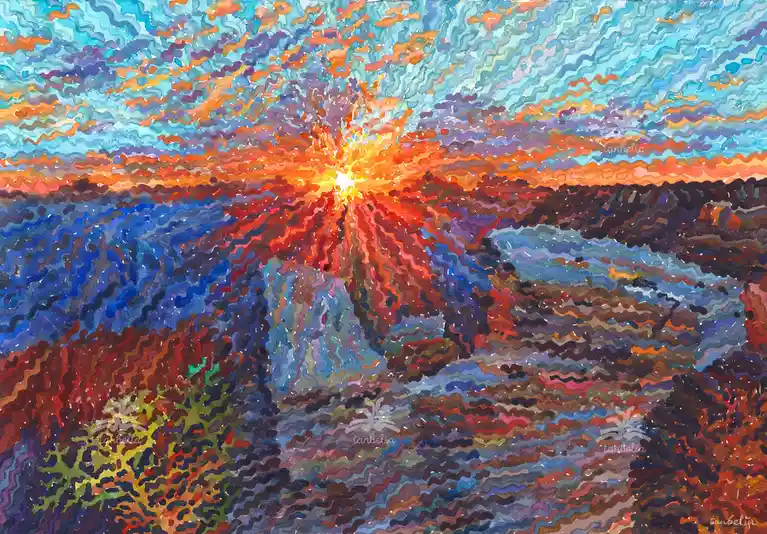 Stunning Watercolor of Zion National Park, 15 x 22 Inches