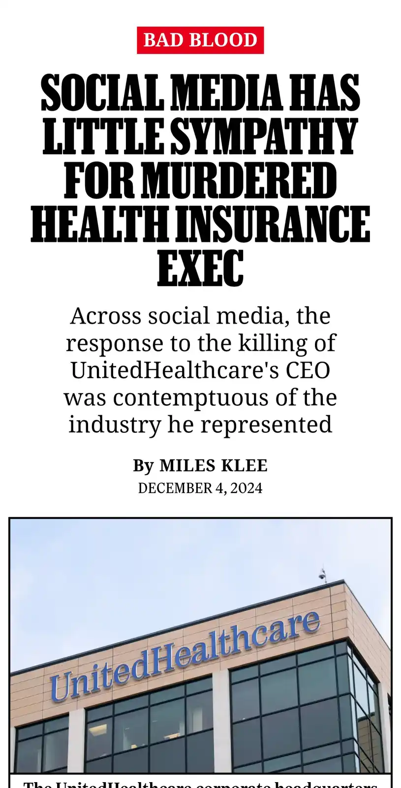 The image displays a mock newspaper article with a red banner reading 'BAD BLOOD' at the top. The main headline in large…