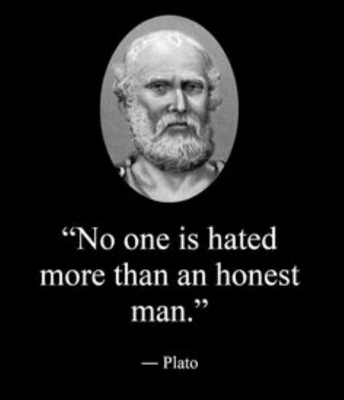 A black-and-white image features a classical bust portrait of Plato centered in an oval frame against a solid black…
