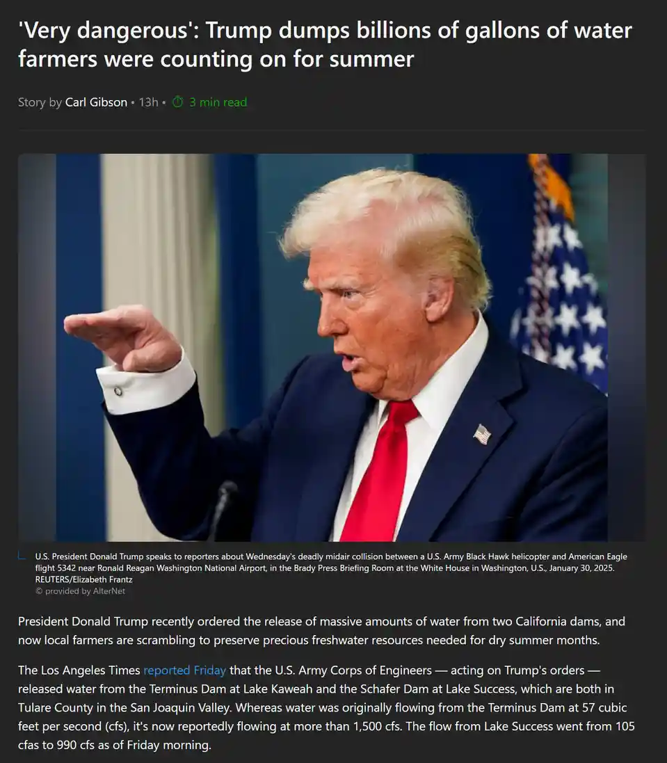 A screenshot of a news article shows a photo of Donald Trump in a dark suit and red tie, gesturing emphatically while…
