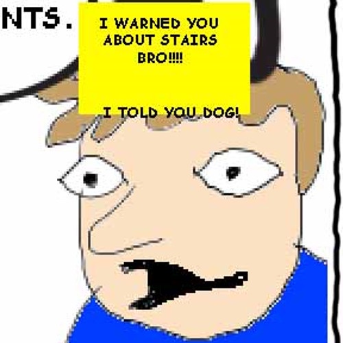 A cartoon man with a mustache and wide eyes, wearing a blue shirt, has a yellow sticky note over his head with text. The…