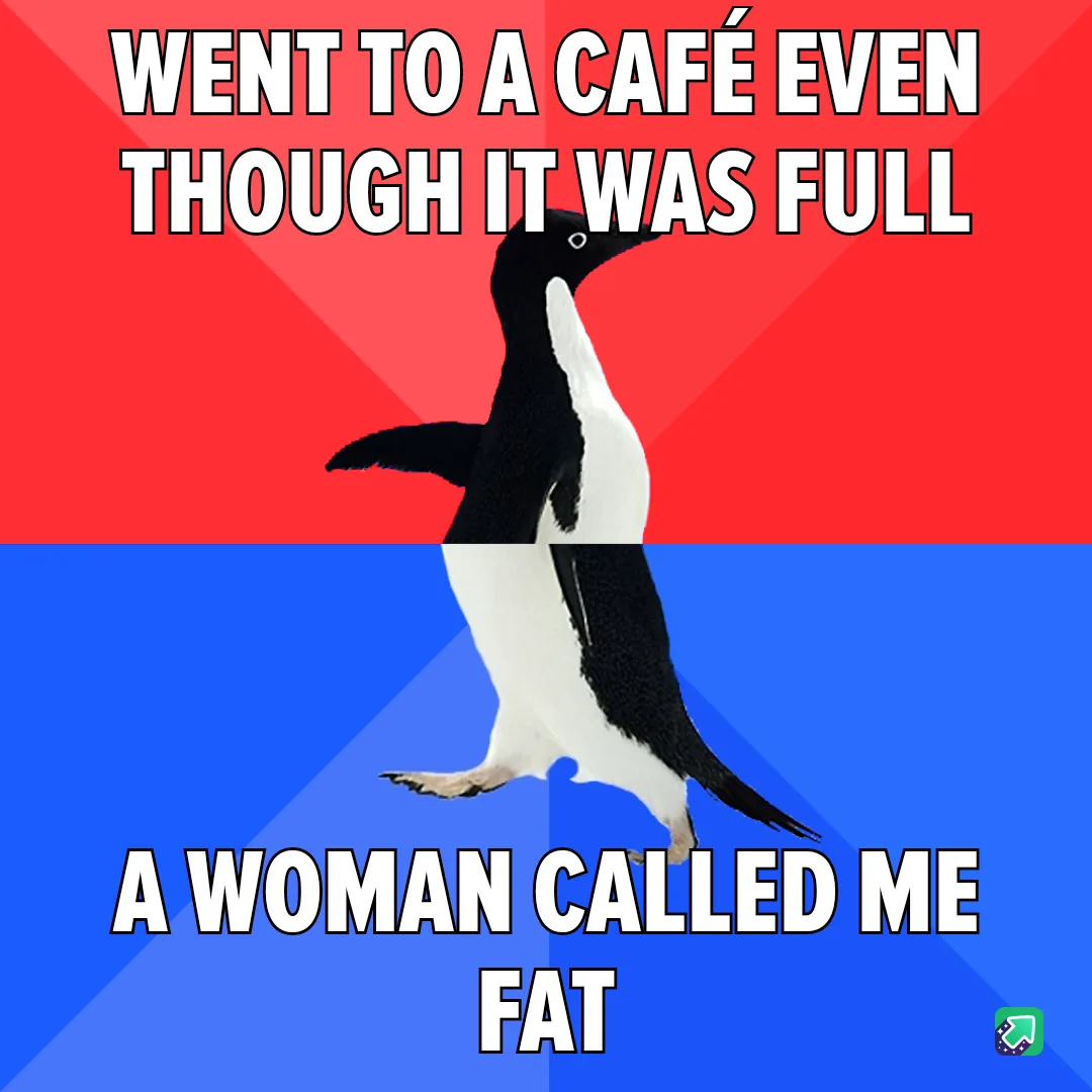 An image of an adelie penguin standing upright against a red and blue background, with white bold text overlaid. The top…