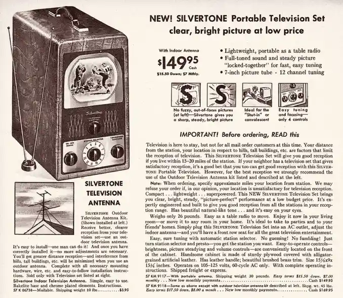 A Glimpse into History: Sears' First Portable TV in 1949