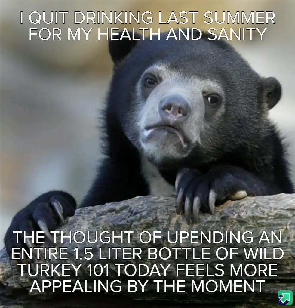 A close-up photo of a sad-looking sun bear resting its paws on a log, with white text overlaid in two blocks. The top text…
